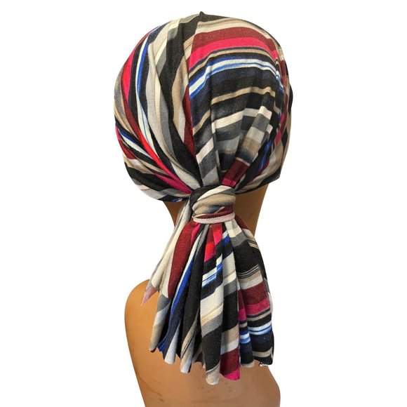 Boho Scarf Cap Women Modern Bohemian style Handmade Upcycled clothes to Caps - Picture 3 of 4